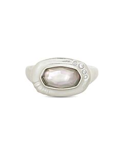 Kendra Scott Anna Rhodium Plated Brass and Mother Of Pearl Ring Sz 7 4217717788