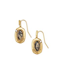 Kendra Scott Anna Vintage Gold Plated Brass And Black Pyrite Earrings 4217717756