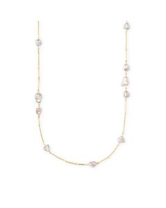 Kendra Scott Sabrina 14K Yellow Gold Plated Brass and Baroque Pearl Necklace 4217703473