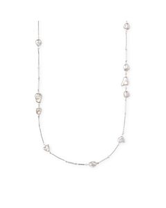 Kendra Scott Sabrina Bright Silver Plated Brass and Baroque Pearl Necklace 4217703474