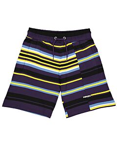 Kenzo Aubergine Striped Logo Shorts