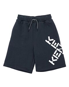 Kenzo Boys Charcoal Grey Logo Bermuda Shorts
