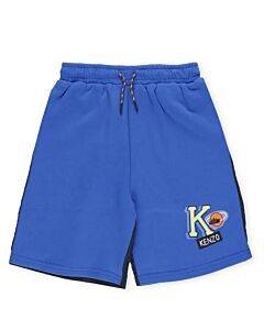 Kenzo Boys Electric Blue Logo Bermuda Cotton Shorts