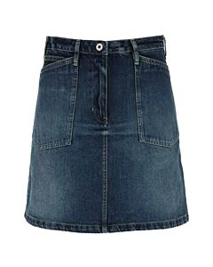 Kenzo Dark Stone Blue Denim Flared Mini Skirt