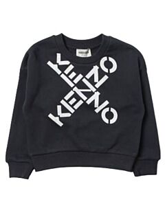 Kenzo Girls Charcoal Grey K Sports Logo Cotton Sweatshirt