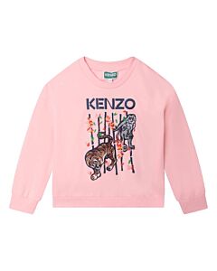 Kenzo Girls Pink Cotton Tiger Bamboo Sweatshirt