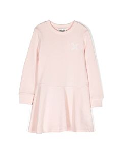Kenzo Girls Pink Sport Logo Long-Sleeve Cotton Dress