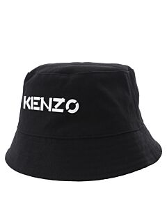 Kenzo Kids Black Logo Print Sport Bucket Hat, Size T2