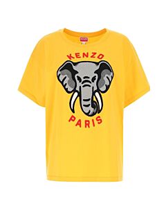 Kenzo Ladies Golden Yellow Elephant Relax T-Shirt