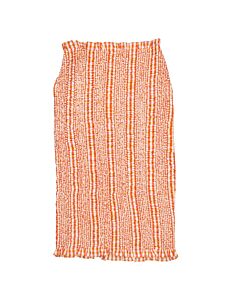 Kenzo Ladies Medium Orange Check Ruched Midi Skirt
