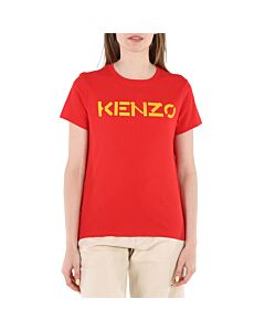 Kenzo Ladies Medium Red Logo-print Cotton T-shirt