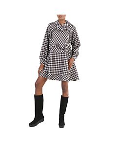 Kenzo Ladies Misty Grey Gingham-Check Midi Dress, Brand Size 36 (US Size 4)