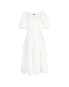 Kenzo Ladies Off White Broderie Anglais Embroidered Midi Dress