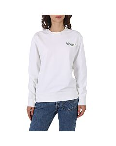 Kenzo Ladies White Poppy-Print Cotton Sweatshirt