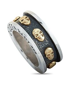 King Baby 18K Yellow Gold and Sterling Silver Skull Spinner Ring