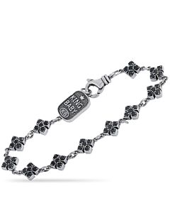 King Baby Silver and Black Cubic Zirconia Small MB Cross Chain Bracelet