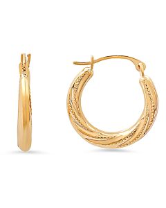 Kylie Harper 10k Yellow Gold 17mm Diamond - cut Swirl Huggy Hoop Earrings
