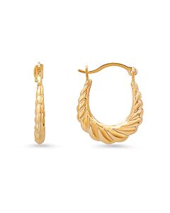 Kylie Harper 10k Yellow Gold Petite 15mm U Shaped Swirl Hoop Earrings