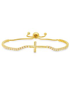 Kylie Harper 14k Gold Over Silver Cubic Zirconia  CZ Cross Adjustable Bracelet