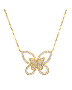 Kylie Harper 14k Gold Over Silver CZ Butterfly Necklace