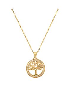 Kylie Harper 14k Gold Over Silver CZ Tree of Life Pendant