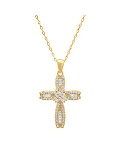Kylie Harper 14k Gold Over Silver Petite Luxurious Baguette-cut CZ Cross Pendant