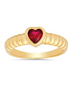 Kylie Harper 14k Yellow Gold Over Silver Bezel-set Heart Ruby CZ Ring