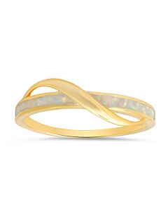 Kylie Harper 14k Yellow Gold Over Silver Opal Wave Ring