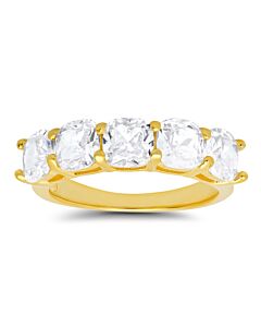 Kylie Harper Gold Over Silver 5-stone Cushion-cut Cubic Zirconia  CZ Ring