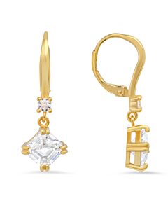 Kylie Harper 14k Gold Over Silver Asscher-cut Cubic Zirconia  CZ Dangle Leverback Earrings