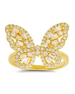 Kylie Harper Gold Over Silver Baguette Cubic Zirconia  CZ Butterfly Ring