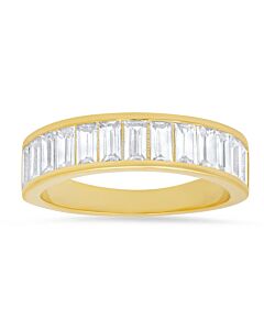 Kylie Harper Gold Over Silver Baguette-cut Cubic Zirconia  CZ Band Ring