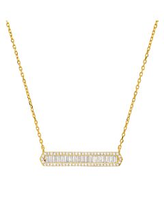 Kylie Harper 14k Gold Over Silver Baguette-cut Cubic Zirconia  CZ Bar Necklace