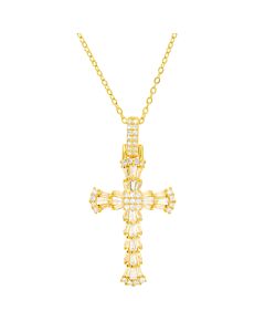 Kylie Harper 14k Gold Over Silver Baguette-cut Cubic Zirconia  CZ Cross Pendant