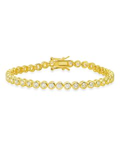 Kylie Harper 14k Gold Over Silver Bezel-set Round Cubic Zirconia  CZ Tennis Bracelet - 7.25"
