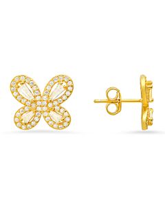 Kylie Harper 14k Gold Over Silver Butterfly Cubic Zirconia  CZ Stud Earrings