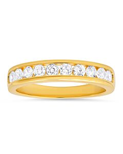 Kylie Harper Gold Over Silver Channel-set Round CZ Band Ring