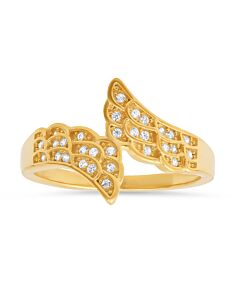 Kylie Harper Gold Over Silver CZ Angel Wings Ring