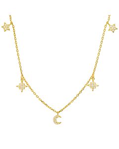 Kylie Harper 14k Gold Over Silver Dangling Cubic Zirconia  CZ Celestial Charm Necklace