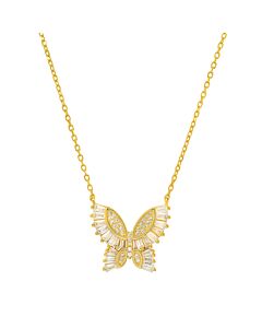 Kylie Harper 14k Gold Over Silver Cubic Zirconia  CZ Butterfly Necklace