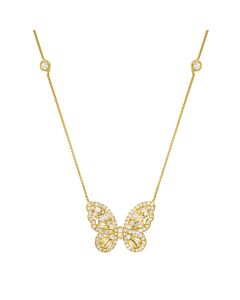Kylie Harper 14k Gold Over Silver Cubic Zirconia  CZ Butterfly Station Necklace