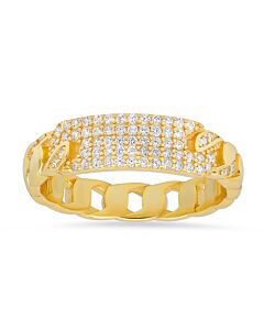 Kylie Harper Gold Over Silver Cubic Zirconia  CZ Curb Link ID Ring