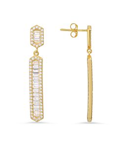 Kylie Harper 14k Gold Over Silver Cubic Zirconia  CZ Dangling Bar Stud Earrings
