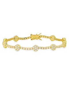Kylie Harper 14k Gold Over Silver Cubic Zirconia  CZ Floral Station Tennis Bracelet - 7.25"