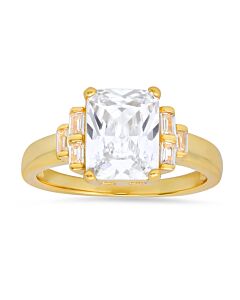 Kylie Harper Gold Over Silver Emerald-cut Cubic Zirconia  CZ Ring