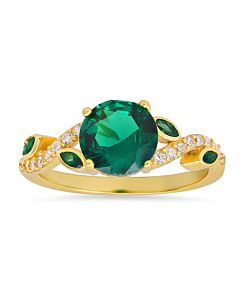 Kylie Harper Gold Over Silver Emerald CZ Floral Ring