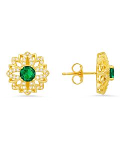 Kylie Harper 14k Gold Over Silver Emerald CZ Floral Stud Earrings