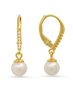 Kylie Harper 14k Gold Over Silver Genuine Pearl Dangling Leverback Earrings