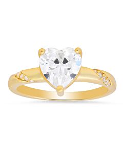 Kylie Harper Gold Over Silver Heart-cut Cubic Zirconia  CZ Ring