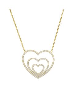 Kylie Harper 14k Gold Over Silver "Layers of Love" Cubic Zirconia  CZ Heart Necklace